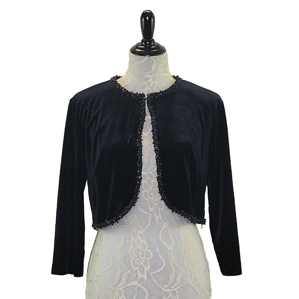 Vintage 80's MSK Black Velvet Bolero Jacket